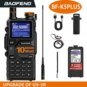 BAOFENG Radio K5PLUS 10W Max Power Long Range Handheld Ham Radio, Rechargeable Portable Walkie Talkie Long Range Two Way GMRS Radio with NOAA Weather Alert Copy Frequency USB-C Charginng Emergency Survival Gear Audio