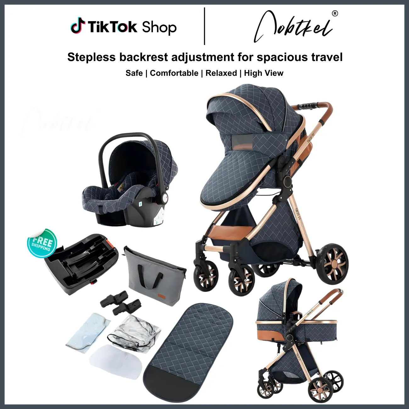 Aobtkel 4-in-1 Infant Stroller - Reversible Seat, Wagon Design, High-Quality Lightweight Portable Foldable, 1-Click Folding, Sun Protection, Adjustable Outdoor Travel Combo Set with Accessories, Reversible Stroller Seat