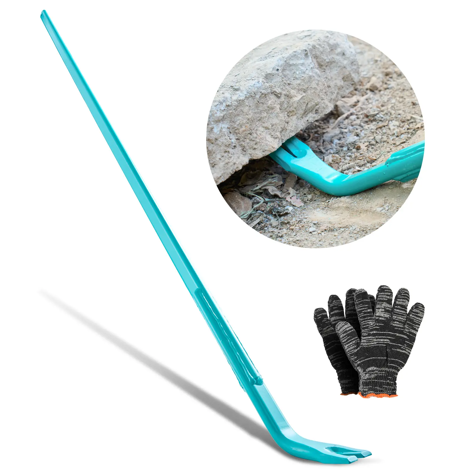 VEVOR Heat-Treated 45# Carbon Steel Long Reach Crowbar, 52.5 in Handle, 56 in Length, 2000 lbs Capacity, Easy Nail Pulling Nail Eye, Built to Last Heavy-Task Tool for Construction Concrete Demolition, Father's Day Gift