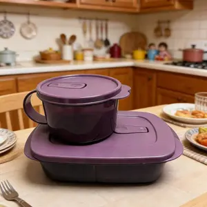 Two-Piece Lunch Box Set, Microwavable Bento Box with Dividers, Microwave Safe, Heat Resistant Handle, Easy to Clean, Food Grade Material