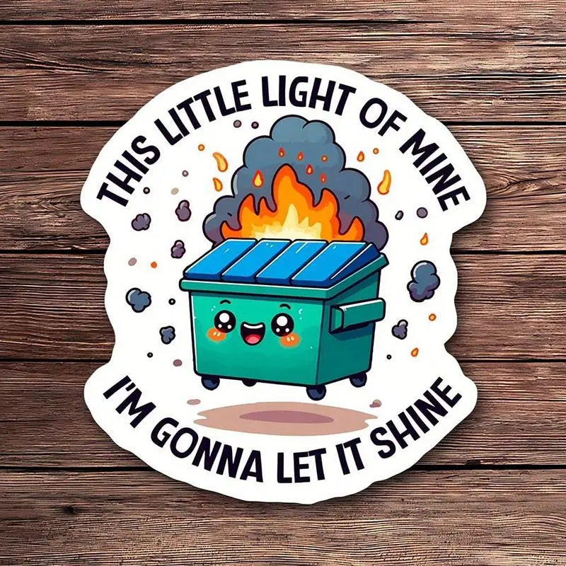 Cartoon Dumpster Fire Pattern Bumper Sticker, Automobile Decals, Funny Sarcastic Die Cut Sticker for Laptops, Cars & Water Bottles, Emotional Support & Mental Health Awareness Decal, Vehicle Exterior Decoration, Vinyl Truck Sticker, Funny Car Stickers