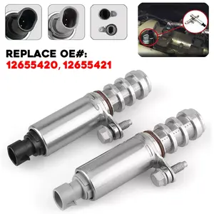 2Pcs Car Intake & Exhaust Camshaft Position Solenoid VVT 12655420 12655421 - Fits Chevy Equinox 10-17, Malibu | GMC Terrain | Buick Regal & Verano