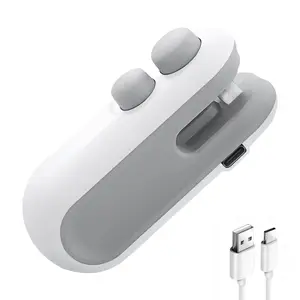 Mini Bag Sealer 2 in 1 Handheld Portable Heat Sealer for Plastic Bags with Built-in Cutter & Rechargeable Battery, Food Storage & Freshness Saver (White)