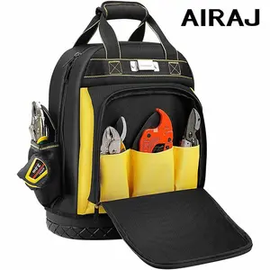 AIRAJ Waterproof Tool Backpack Tool Bag Rubber Base Heavy Duty Tool Organizer Electrician Plumber Maintenance Worker Tool Bags Tool Storage Bag
