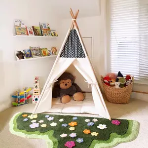 Soft Garden Flower Rug - Non-Slip Polyester Carpet with Floral Design Bedroom Living Room Home Decor tufted