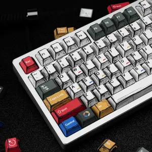 Mixed Light Manga Themed Keycaps 136 Keys Cherry Profile PBT Custom Key Caps Set Dye Sublimation for Cherry Gateron MX Switches Mechanical Keyboard Personalize Key Puller keyboards for gaming