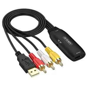 RCA to HDTV Adapter, AV to HDTV 3RCA CVBs Composite Video Audio Converter Adapter HDMI Output for PS1, PS2, PS3, STB, Xbox, VHS, VCR, Black-Ray DVD Players