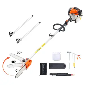 VEVOR Gas Pole Saw, 43CC 2-Stroke Gasoline Chain Saw with 10 in Cutting Bar, 6.9-11.8 ft Extendable Cordless Tree Trimmer, Rotatable Head for Tree Trimming Pruning