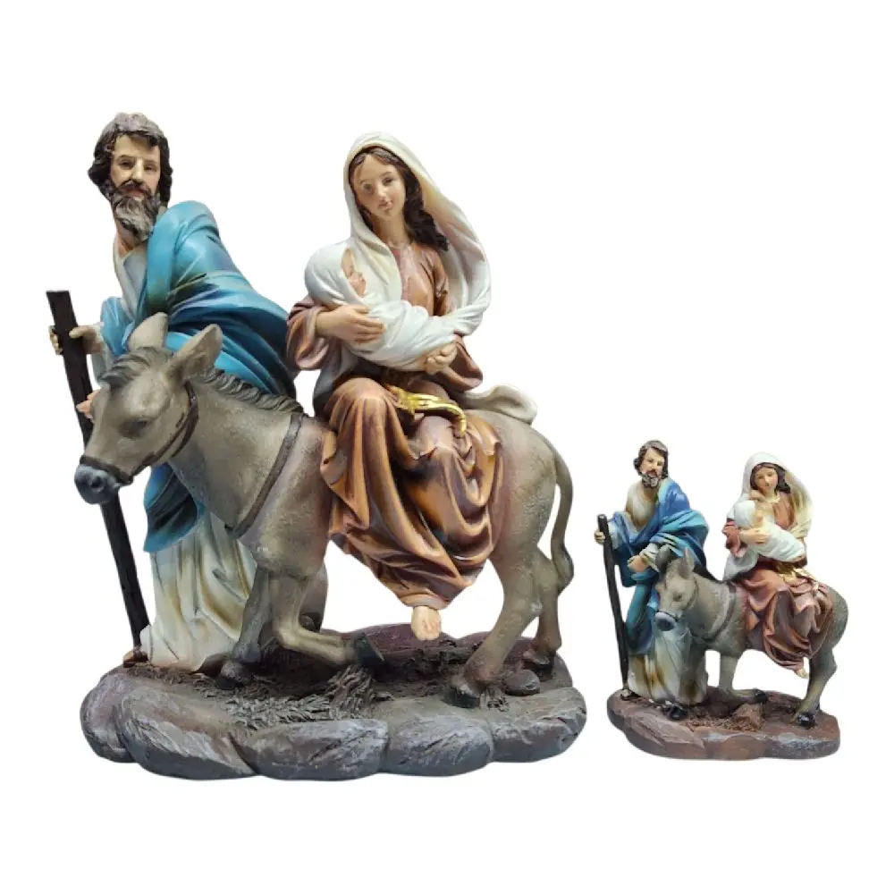 La Huida A Egipto 7" or 14" Inches Tall Statue Jesua Maria  y Jose Brand new Religious Decor Religious art image, home decor, wall decor, church events, gifts