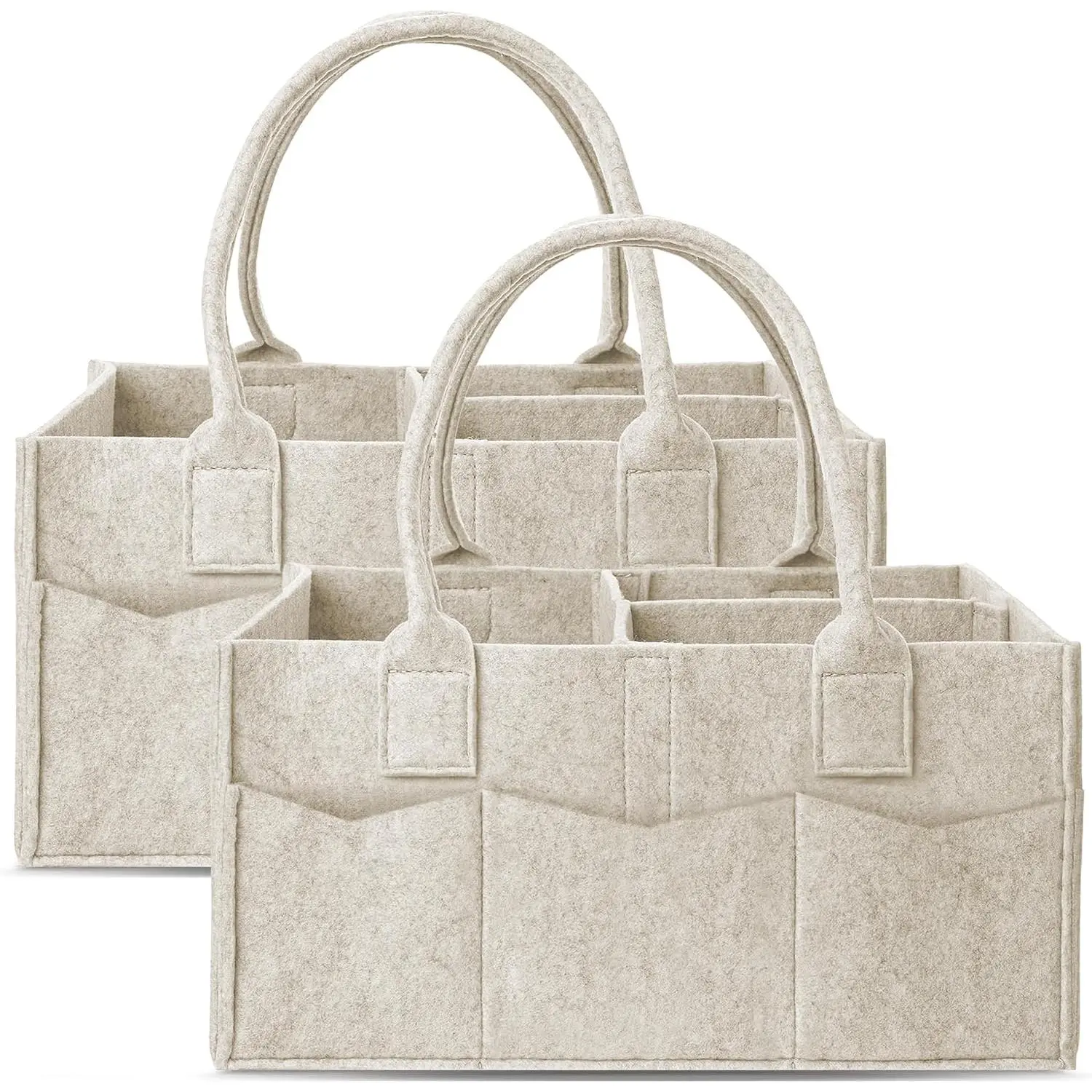 2 Pack Diaper  Organizer - Portable   Organizer with Handle,  Storage Bin and  Organizer for Girls, Boys -   Basket - Oatmeal