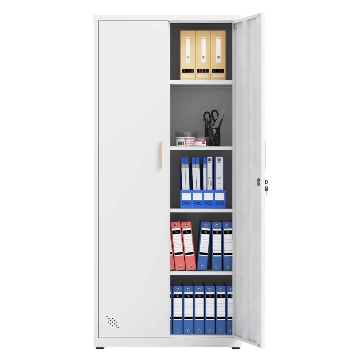 Lockable Freestanding Storage Cabinet - Anti-Rust & Durable Metal Commercial Office Furniture, 180lbs Load Adjustable Cold-Rolled Steel Cupboard, Magnetic Door Stop, Moisture-Proof, Racks & Shelves, Wall/Floor-Mount, Easy Assembly