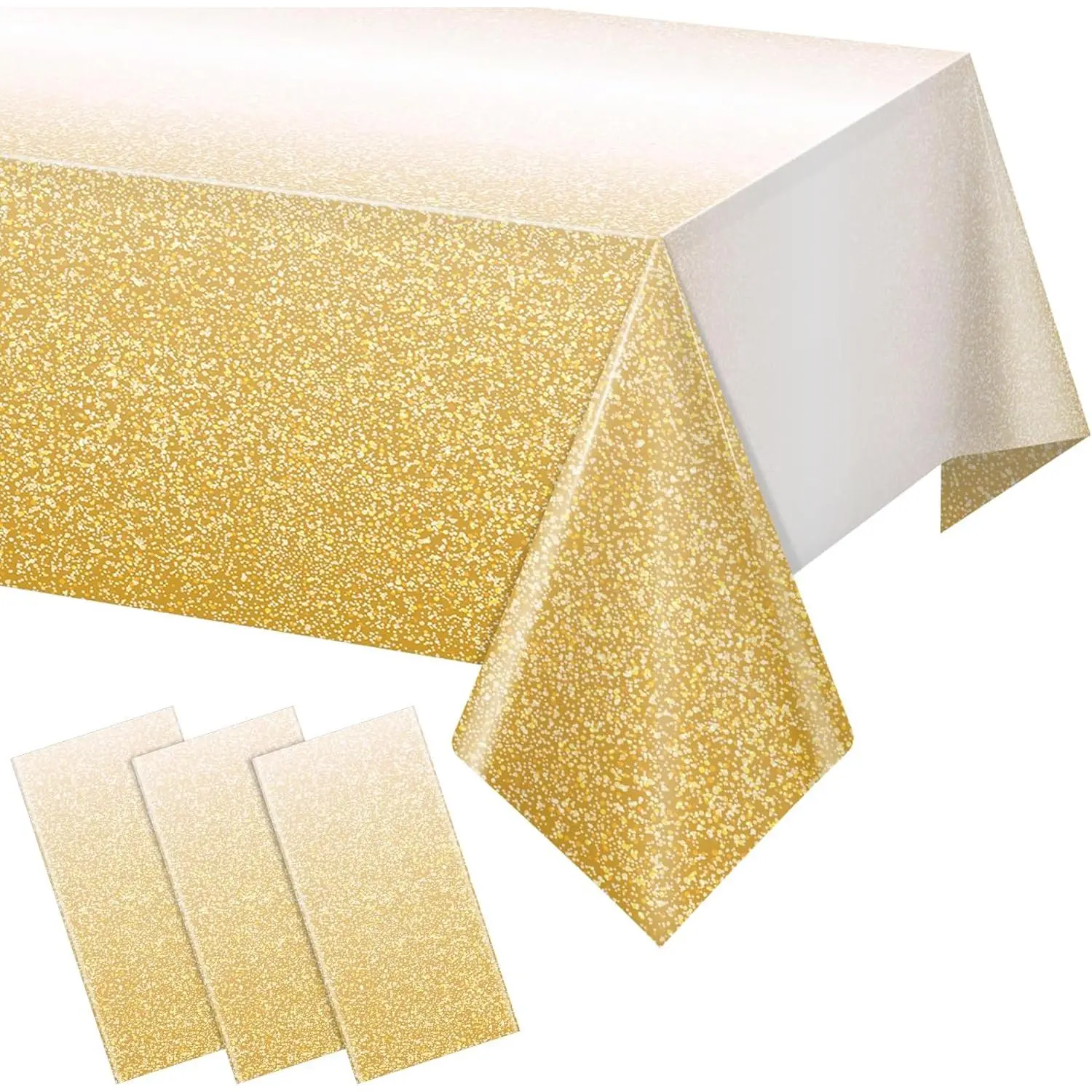 3 Pack Ombre  Plastic Tablecloth for Parties, Gradient Yellow  Disposable Tablecloths for Rectangle Tables, Light  Table Cover for Wedding Birthday Anniversary Party, 54x108Inch