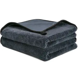 Traceless Grey Microfiber Cleaning Cloths 2-Pack Super Absorbent Reusable for Shower Car and Household Cleaning Soft Detailing Towel