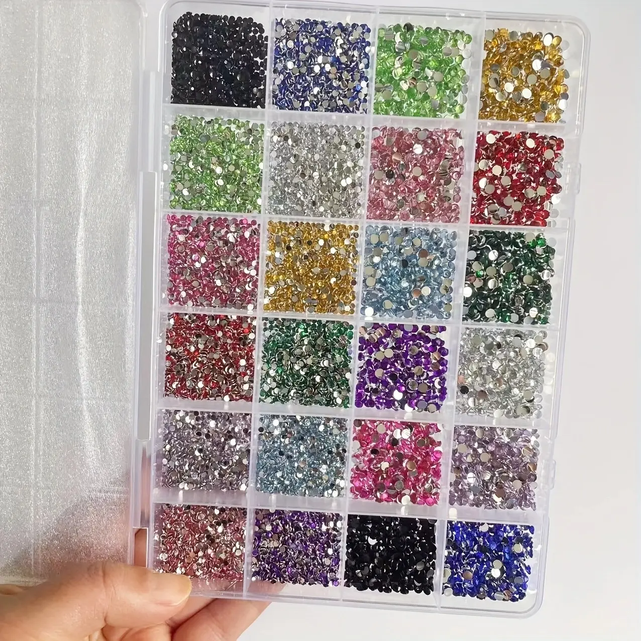 9000pcs Sparkling Flat Back Nail Art Rhinestones, Nail Decoration Supplies, 2mm-6mm Crystal Gemstones for DIY Fashion Accessories, Shoes, Clothing Decorations, Sparkly Rhinestone, Elegant Bling Rhinestone, Resin Rhinestones