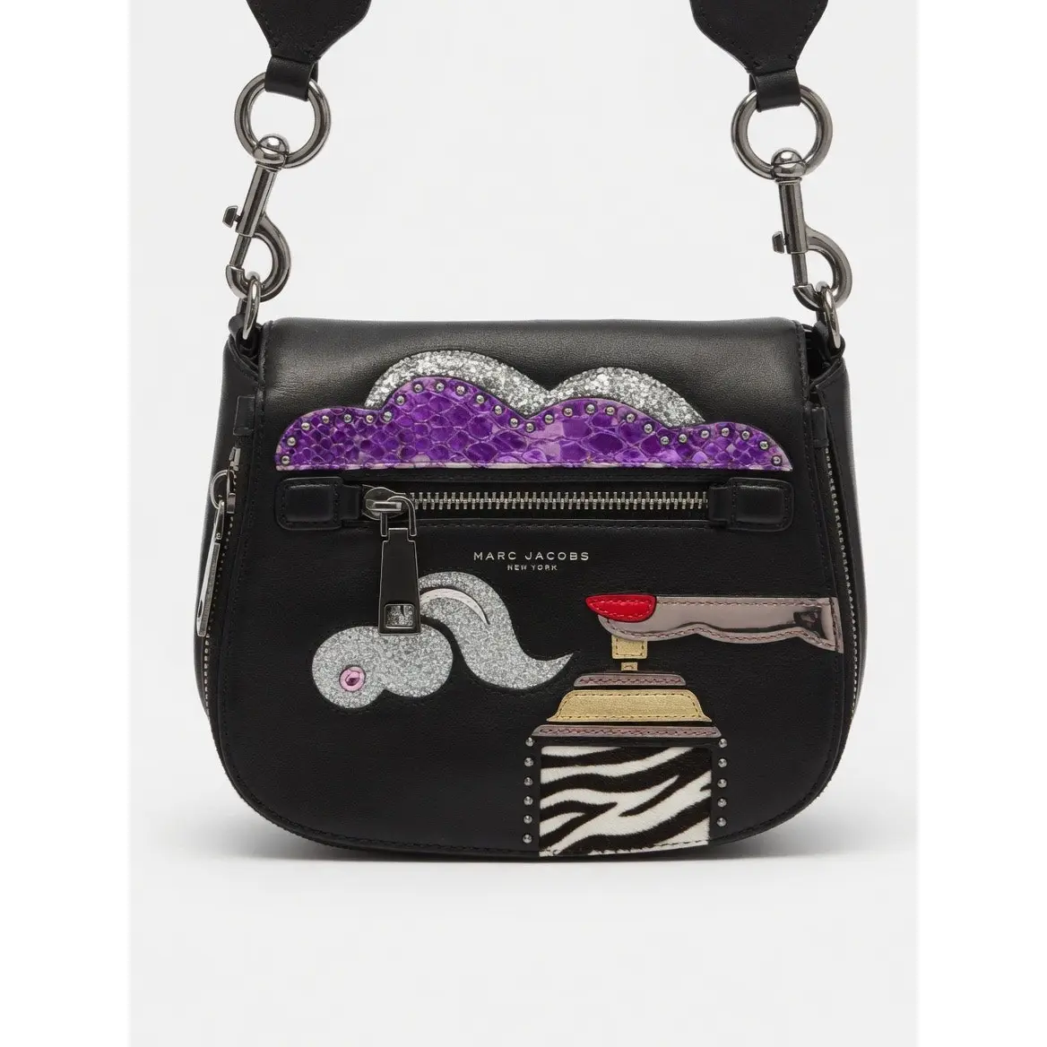Pre-owned MARC JACOBS Leather Crossbody Bags Julie Verhoeven Patched Small Nomad Saddle Bag