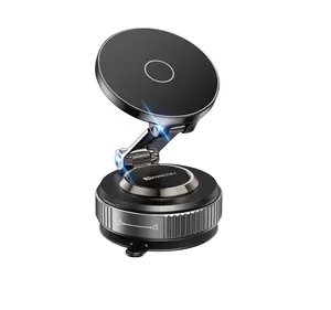 Magnetic Car Phone Holder, 360 Degree Adjustable Vacuum Suction Mount, Heavy Duty Metal Stand Rotor, MagSafe Compatible for iPhone 16 Pro Max 15 14 13 12 Series and Smartphones