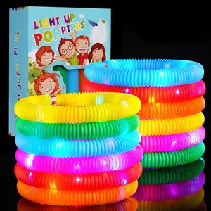 Light Up PopPipes 12 PCS Glowing Stick Toy Holiday Light Up Toys for Kids Fun and Interactive Glow in the Dark Party Favors