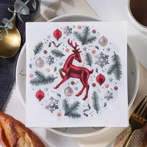 Festive Christmas Napkins Set, 20 Sheets Paper Tableware, Winter Holiday Decorations, Perfect for Parties & Restaurants