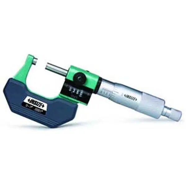 Insize USA Digital Outside Micrometer with Thimble, Digital Display, Counter Function, High Accuracy - 3400-1 Model, 0-1 in. Range, 1.024" B-Dimension, B-Dimension: 1.024"