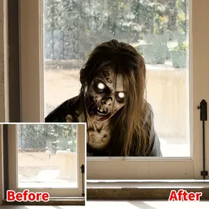 Halloween Zombie Window Sticker, Halloween Festival Funny Glass Decal, No Glue PVC Static Decor, Home Office Party Window Decoration
