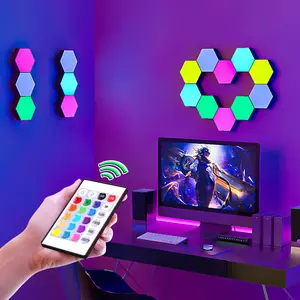 USB RGB LED Night Light with Remote Touch Sensor Switch 3/18Colors Stepless Dimming 4Mode Dynamic Flashing DIY Free Splicing Ambient Lighting Multifunctional Creative Indoor Wall Lamp