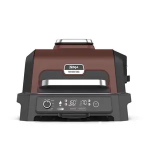 NINJA 8090751 Electric Pellet Grill & Smoker - Wood Pellets Fuel, 120V Plug, Built-In Thermometer, Steel Housing, Outdoor Use, Multiple Cooking Functions, Rich Smoke Flavor, Rust-Resistant Design