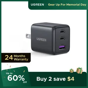 UGREEN 30W 2C1A/20W 1C1A/45W 4CIA GaN PPS Compact Fast Wall Charger Block USB-C Power Adapter for iPhone Galaxy S25/S24/S23 with Free Gift US Plug 2 USB C + 1 USB A,tiktokshopmemorialday