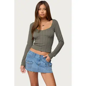 Beatrix Lacey Ribbed Top