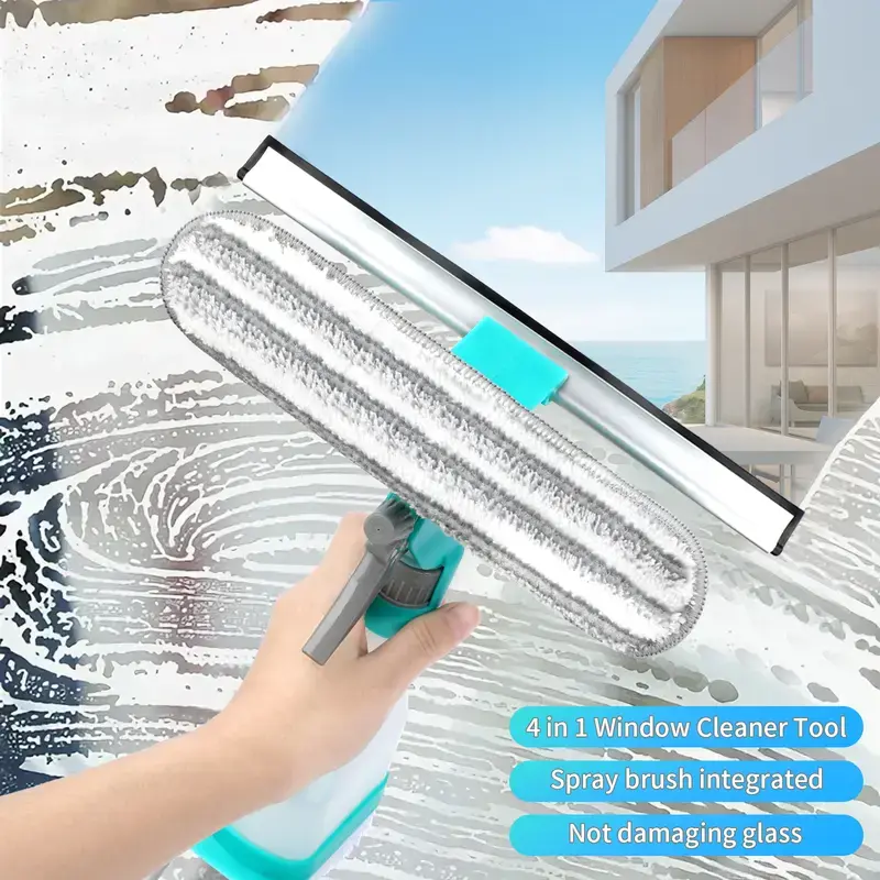 4 in 1 Window Cleaning Kit Squeegee with Spray Bottle Multifunction Window Cleaner Tool for Shower Mirror Glass Car Windshield Easy Gadget & Use clean summerwins