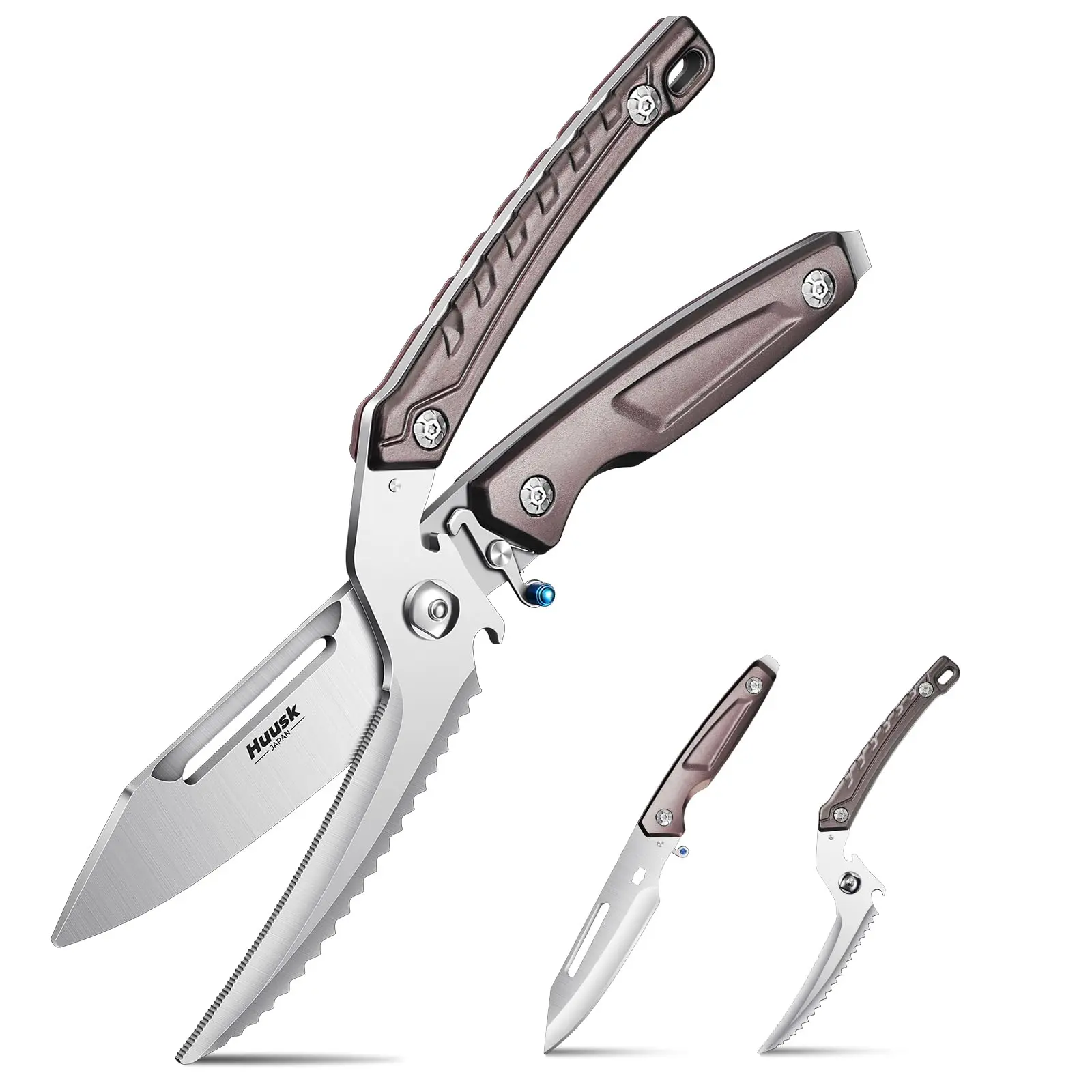 Huusk Heavy Duty Poultry Scissors: Stainless steel shears with serrated edge, ideal for cutting meat, chicken, and turkey. Perfect Black Friday/Christmas gift