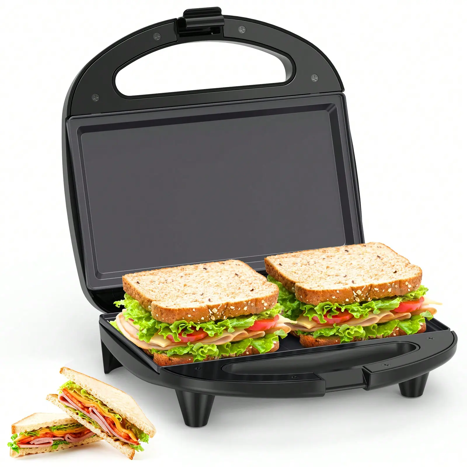 OSTBA Sandwich Maker, 2 Slice Grilled Cheese Maker With Non-Stick Flat Plates, Indicator Lights, Cool Touch Handle, Easy To Clean And Store, 750 W