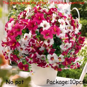 10 bundles Artificial Flowers for Outdoors, Decorative Artificial Flowers, Faux Morning Glory Faux Flowers Spring Summer Decoration, Fake Flowers Plants UV Resistant Real Silk Flowers for Outside Planter Front Door Porch, Artificial Flower Arrangements