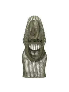 Fashion Women's Mesh Knit Hat Scarf Combo, Cute Y2K Vintage Lace-Up Casual Hooded Sweatshirt, Trendy Ladies' Apparel