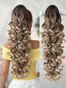 Claw Ponytail Extension Hair Black Brown 26-28 Inch Long Natural Wave Heat-Resistant Fiber Synthetic Ponytail Hair Piece, Suitable For Daily Use By Girls And Women At Parties