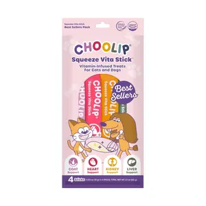 choolip Squeeze Vita Stick - Best Sellers Pack for Picky Cats & Dogs, Vitamin-infused Treats for Easy Feeding & Daily Wellness