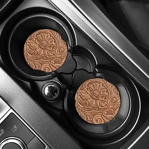 Car Coaster, 2-Piece Round Anti-Slip Car Cup Holder Pad Set, Car Interior Decoration Accessory for Women & Men, Car Accessories