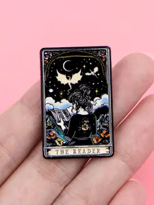 Reading Girl Unique Design Zinc Alloy Enamel Badge Brooch Pin, Women&Men  Fashion Accessory for All Seasons, Perfect Gift Idea