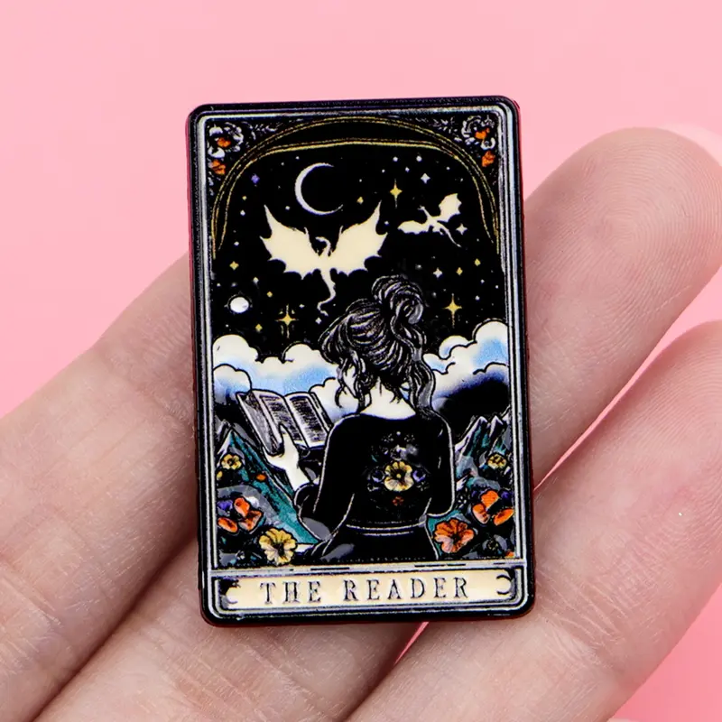 Reading Girl Unique Design Zinc Alloy Enamel Badge Brooch Lapel Pin, Women&Men Stylish Fashionable Fashion Accessory for All Seasons, Perfect Gift Idea