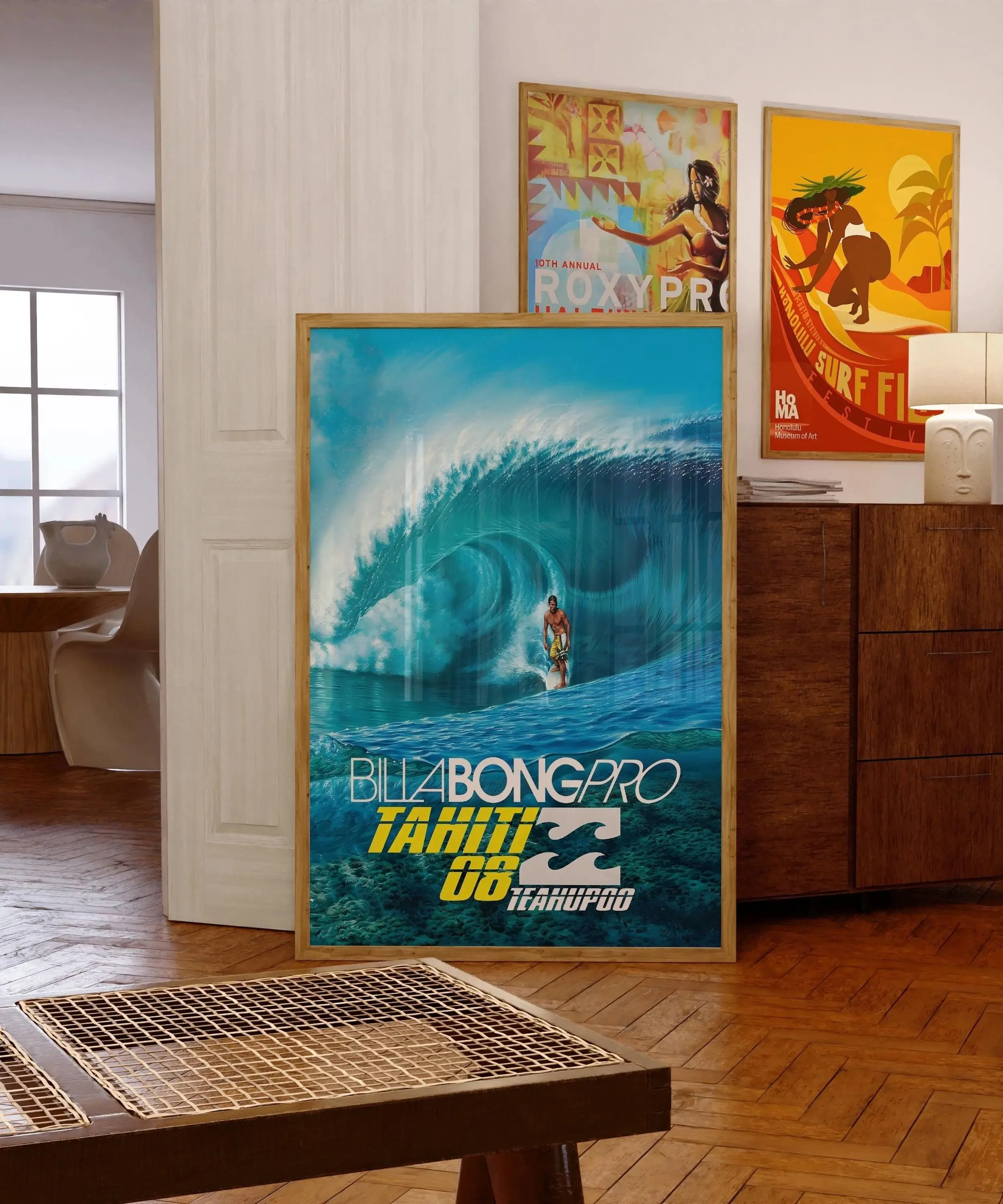2008 Billabong Pro Tahiti Surfing Poster, Vintage Surf Print, Surfer Wall Art, Digital Download