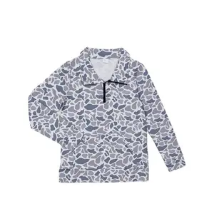 All-overCamoPrintHalf-ZipHoodiesShirtwithKangarooPocket,LongSleeveOversizedBoyfriendStyle,DuckCamoWomensSweatshirt,LightweightQuickDryPolyesterShirt,CasualStreetwearTopforVacation