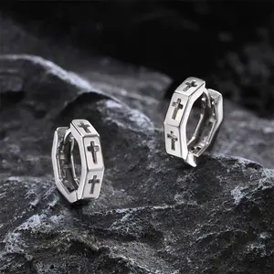 GTHIC Geometric Hollow Cross Stainless Steel Earrings Simple Versatile Daily Wear Jewelry