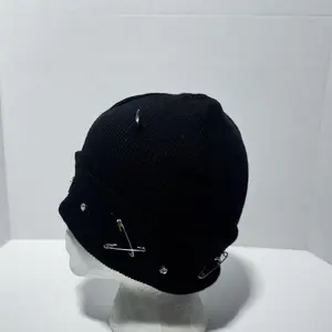 Horned Heart Cross Beanie with Unique Studs and Cross Embellishments for Stylish Headwear