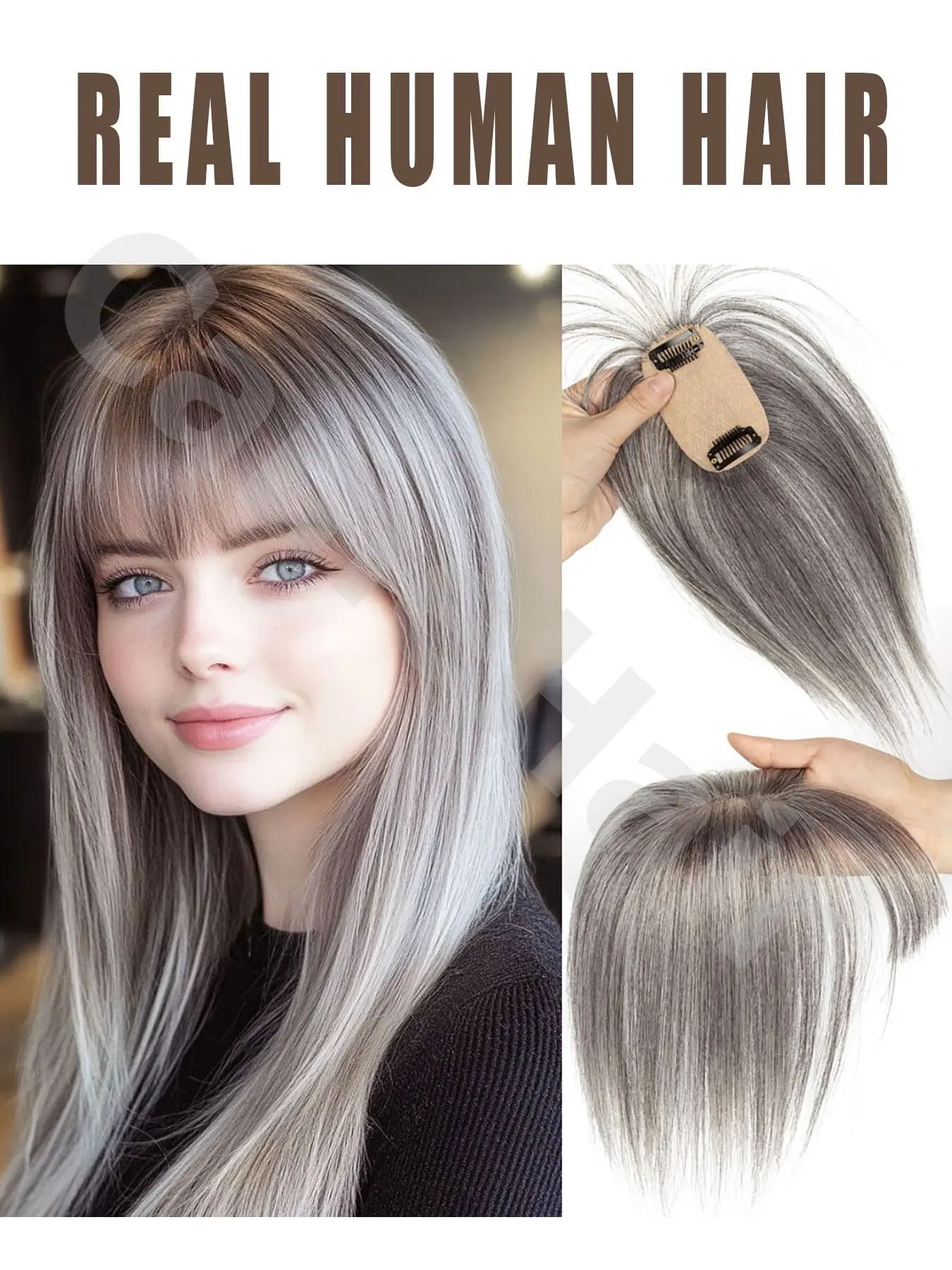 Hair Toppers for Women Clip in Bangs Wig With Bangs Natural Skin Scalp Thinning or Loss Top Pieces Wiglets 360° 3D Topper Updated Base With ThinningHair Cover Gray Roots Add Volume for Halloween, Christmas, wedding, Hairpieces