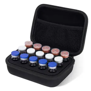 15-Slot Peptide & Insulin Vial Storage Case| Black EVA Protector for 10ml U-100 Vials Healthcare Diabetic Supplies Organizer Organiser