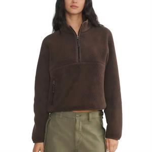 Hixiaohe Womens Sweatshirts Cropped Half Zip Fuzzy Warm Sherpa Pullover Varsity Jackets with Zipper Pockets TikTokShopBlackFriday