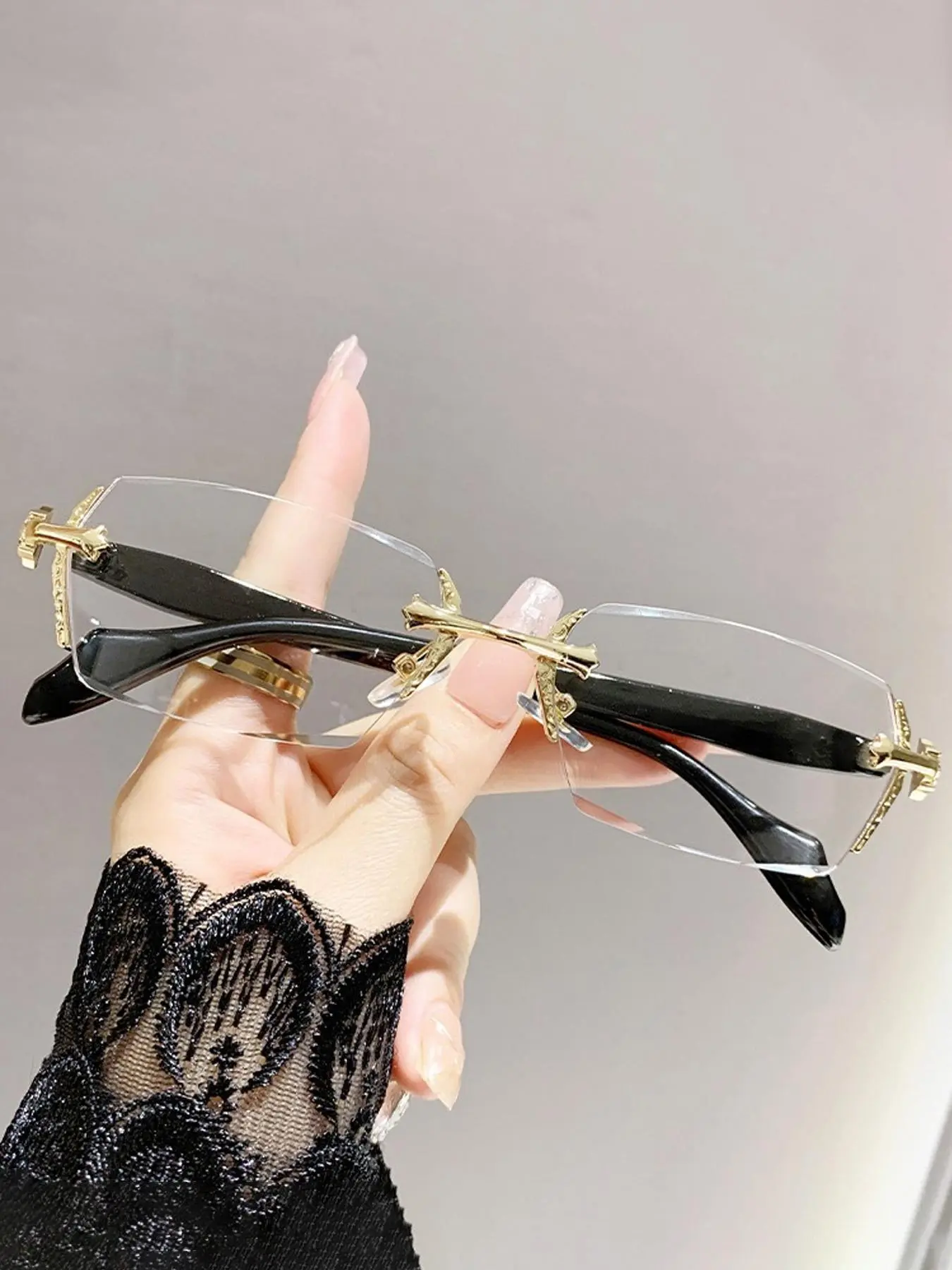 Fashionable Rimless Eyeglasses, Trendy Casual Eyeglasses, Trendy Anti-blue Light Stylish Protective Glasses for Women & Men, Fashion Eyeglasses for Work, Daily Clothing Decor, Bluelight Fashion Glasses, Eyewear