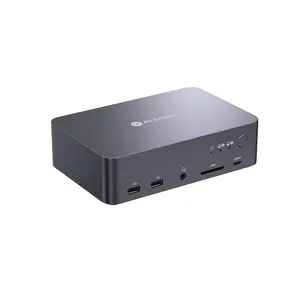AV Access iDock C20 USB-C KVM Switch Docking Station for 2 Laptops, 4K Dual Monitor Design, 60W Charging for Each PC, 1G Ethernet, EDID Emulation