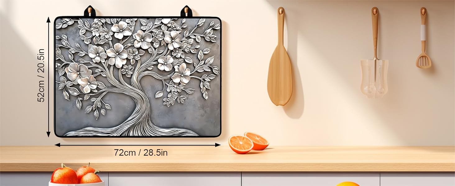 JOYFINITY Heat-Resistant Glass Stove Top Cover with Anti-Slip Rubber Coating – Electric Stove Protector, Scratch-Resistant, Expands Counter Space, Stylish Kitchen Decor (Tree)