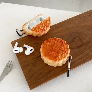 1 mooncake earphone case,Cute wireless Bluetooth earphone case, drop resistant, durable and stylish accessory, suitable for AirPods pro3/1/2/3/4/pro/pro2(Different models may have different shapes)