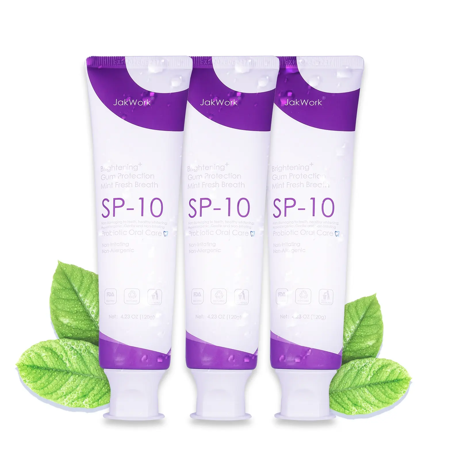 SP-10 Probiotic Whitening Toothpaste for Teeth Whitening/Brightening & Fresh Breath,Probiotics Formula for Gum Health,Fluoride-Free,Minty Fresh Flavor,4.23 oz